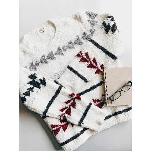 NWOT POL Aztec Luxe Chenille Tribal Aztec Boho Oversize Chunky White Sweater SM - Picture 10 of 10